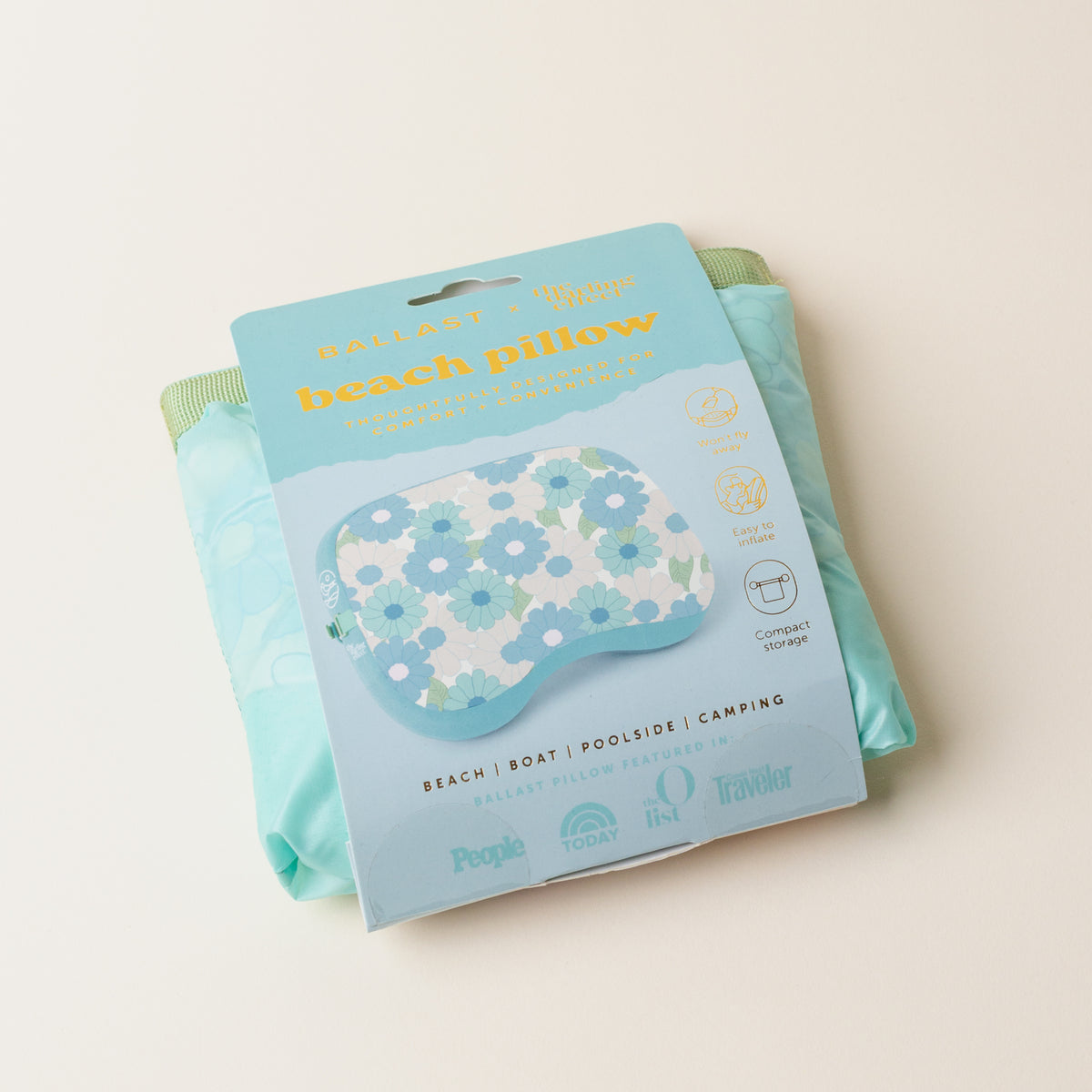 Daisy Craze Aqua Ballast Beach Pillow