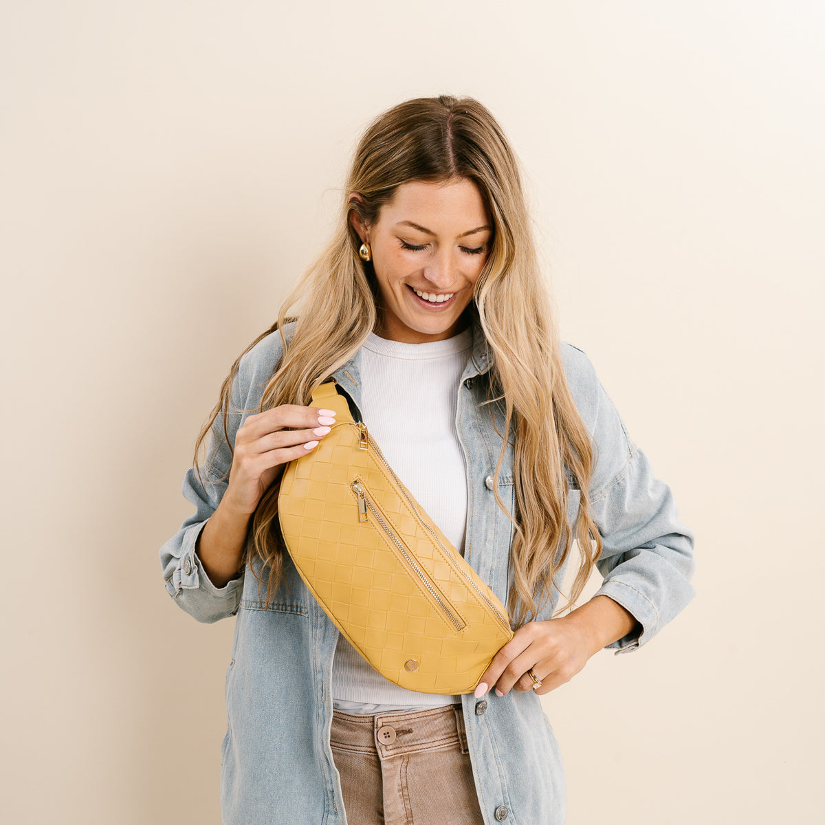 Woven Mustard Trendy Luxe Belt Bag