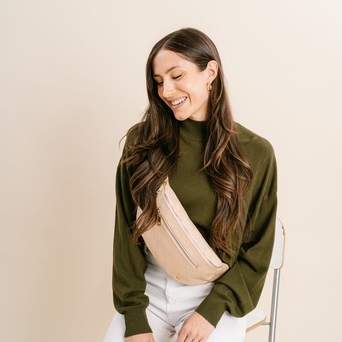 Woven Oat Trendy Luxe Belt Bag