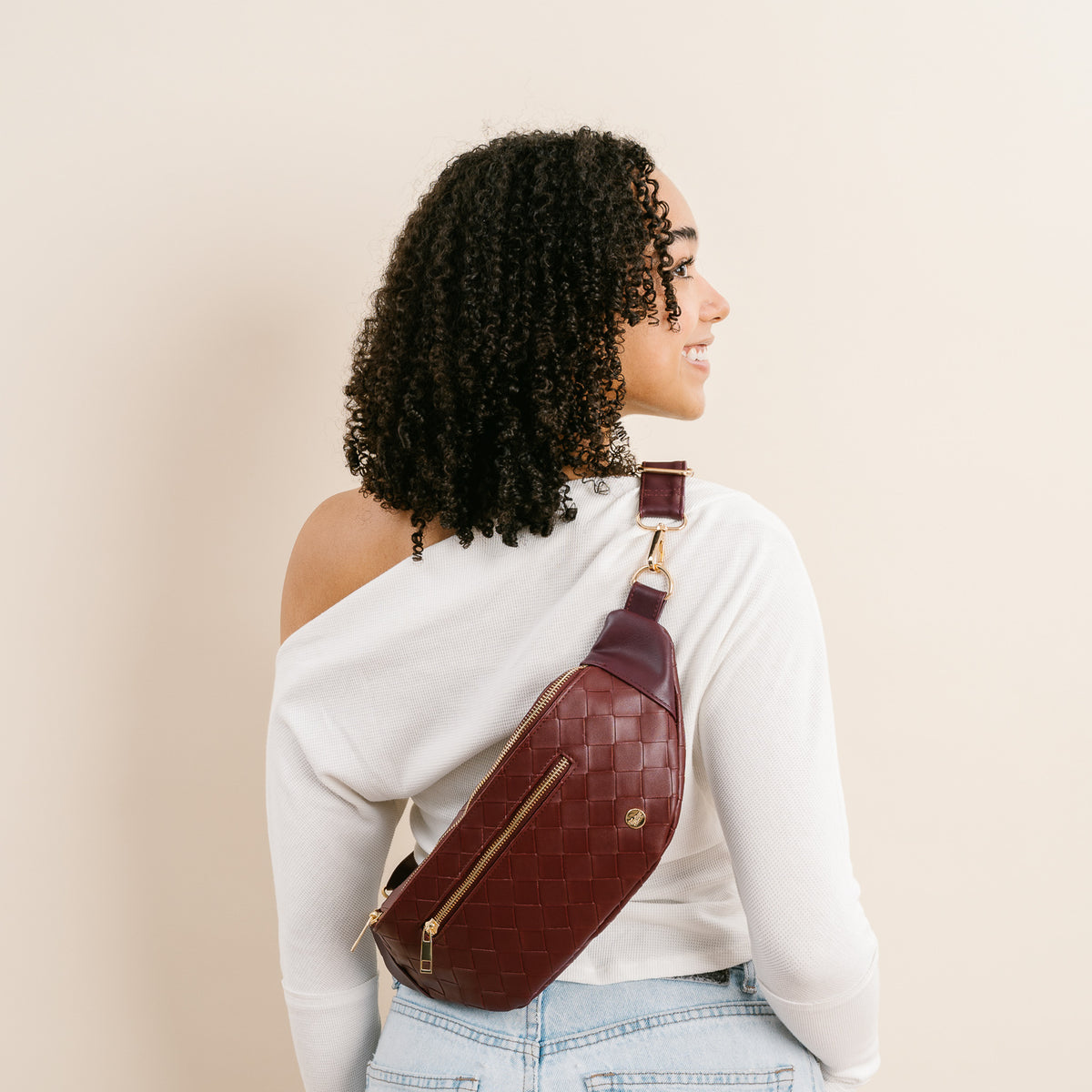 Woven Plum Trendy Luxe Belt Bag