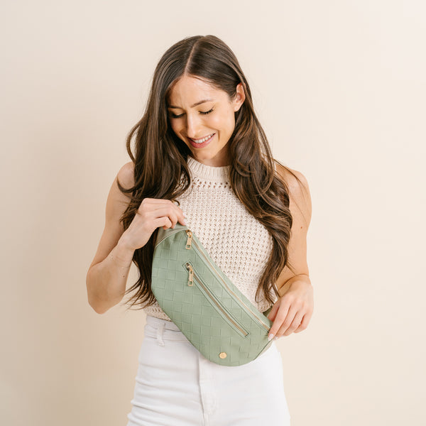 Woven Sage Trendy Luxe Belt Bag