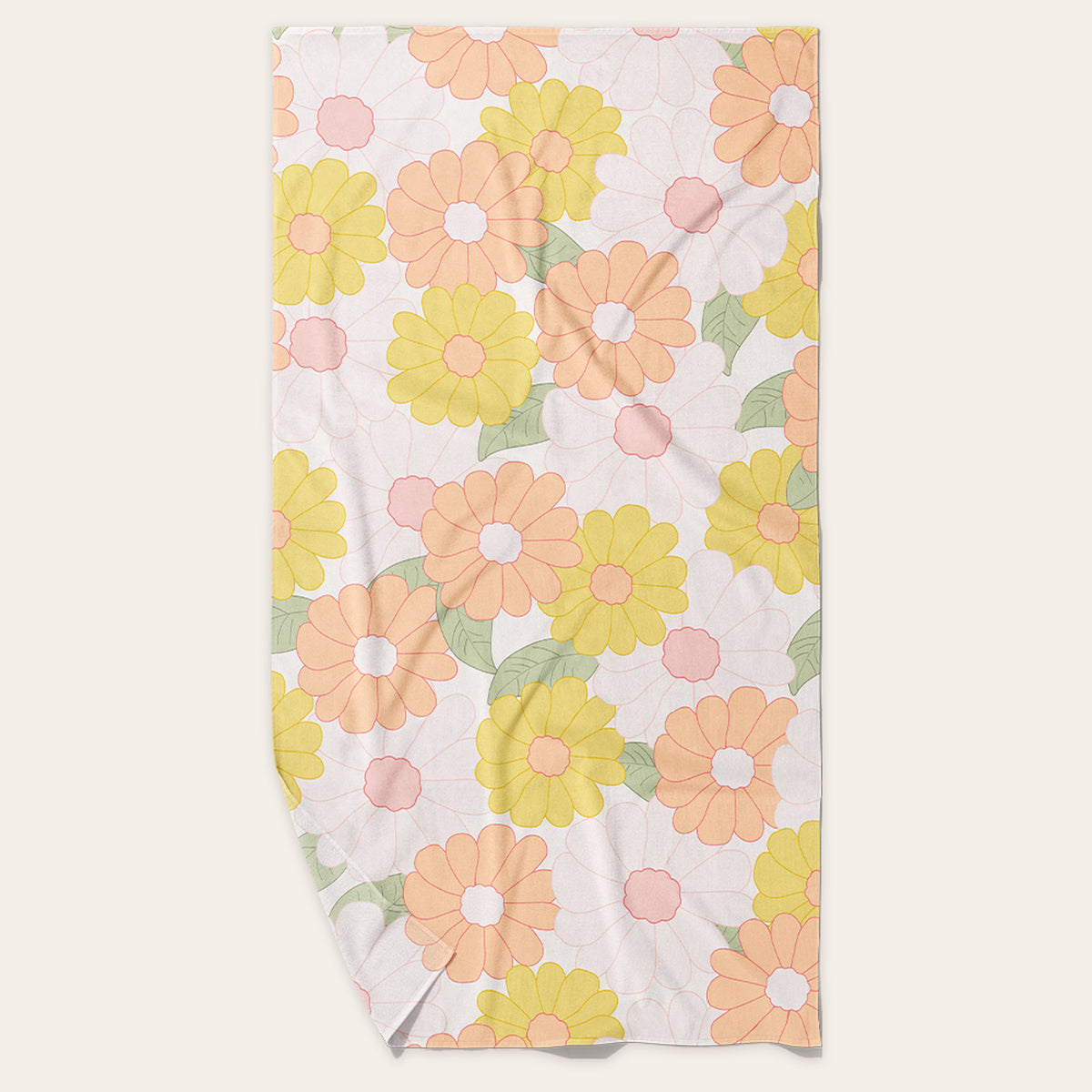 Daisy Craze Peach XL Quick-Dry Beach Towel