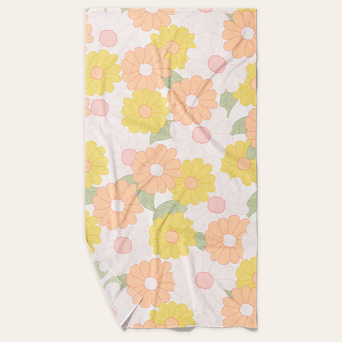 Daisy Craze Peach XL Quick-Dry Beach Towel