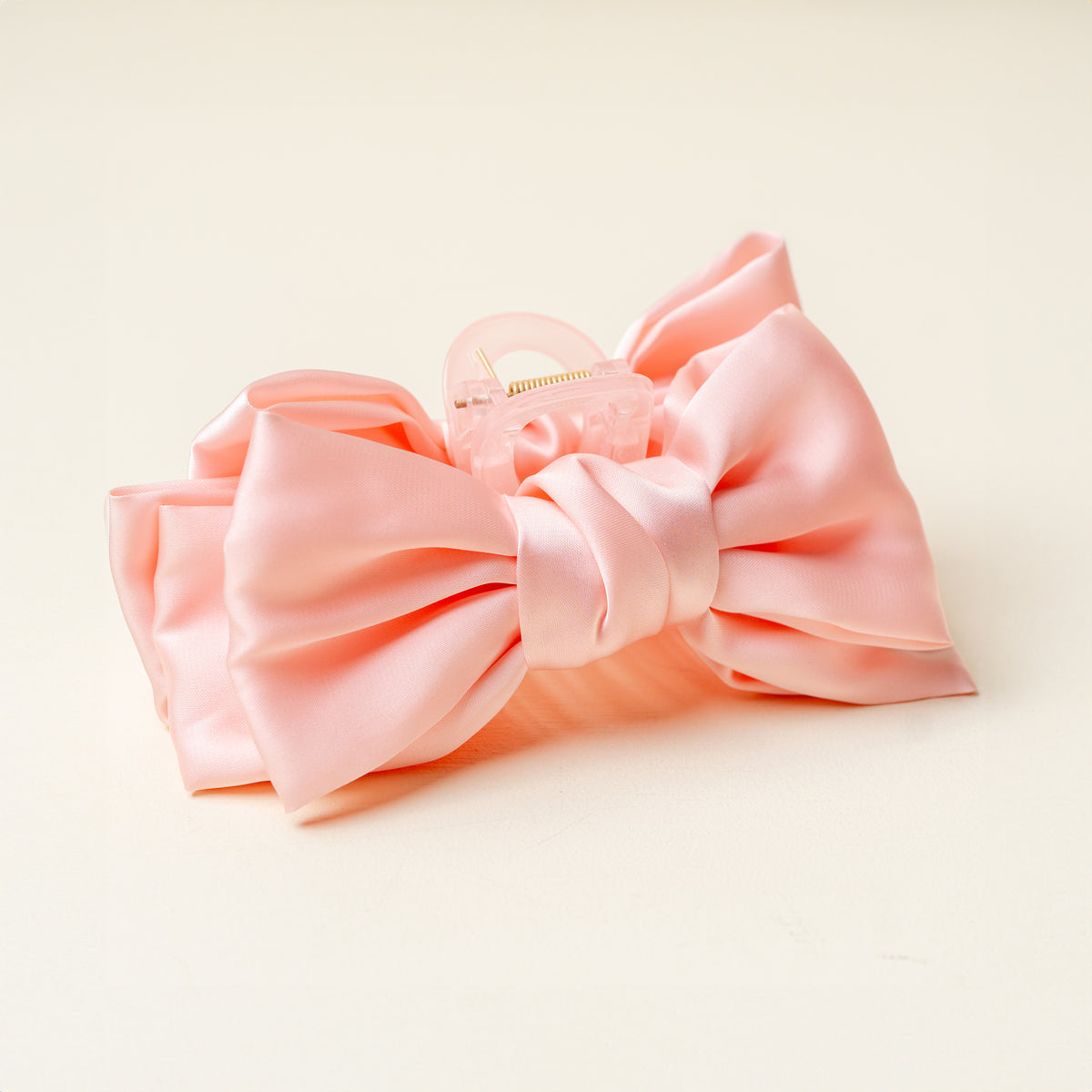Blush Satin Bow Claw Clip