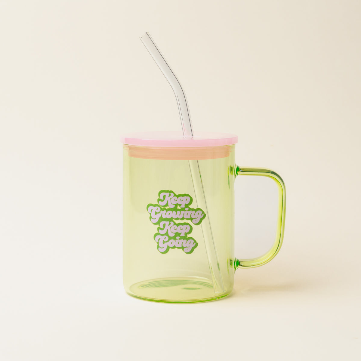 Green Keep Going Keep Growing Color Glass Mug with Handle