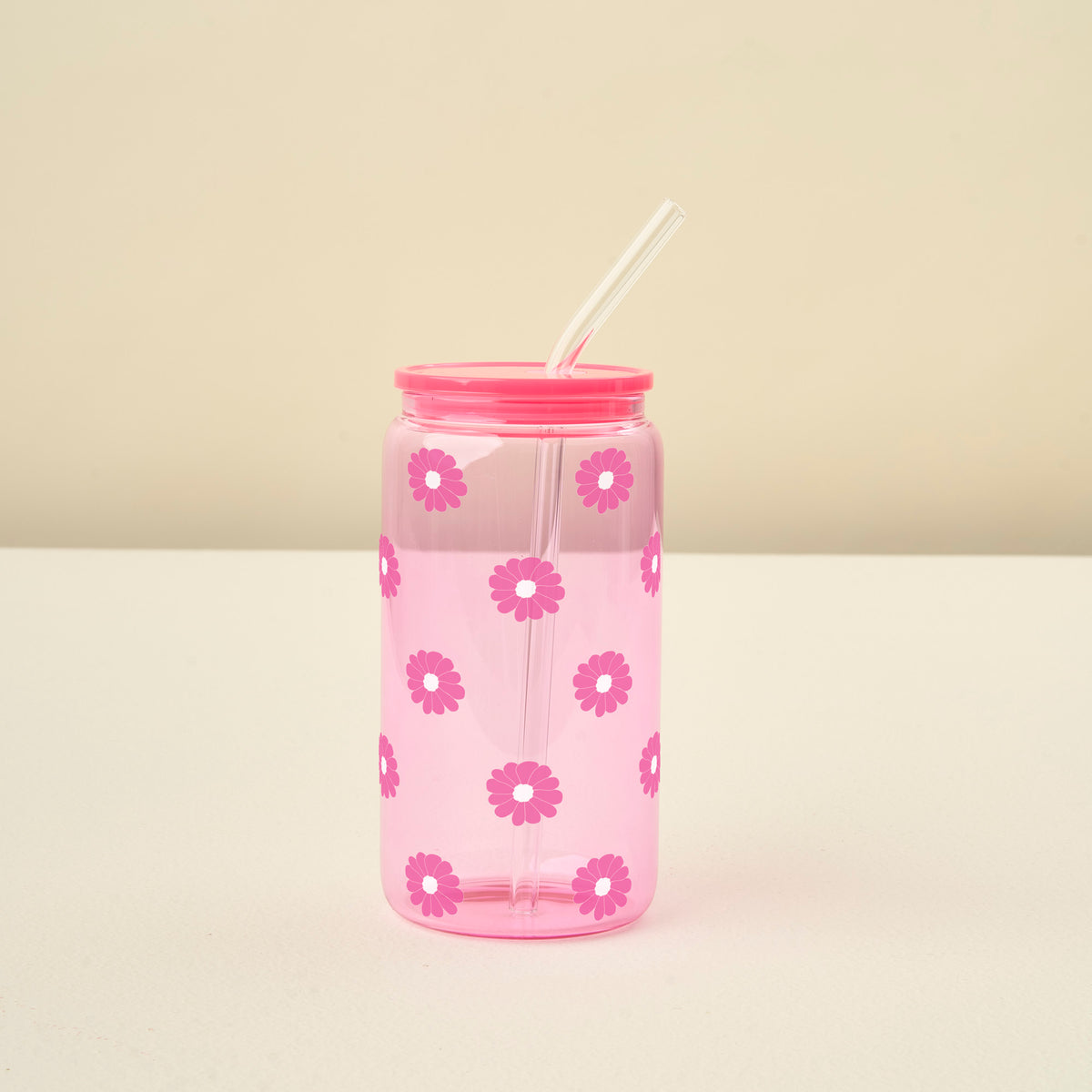 Pink Color Glass Round Cup