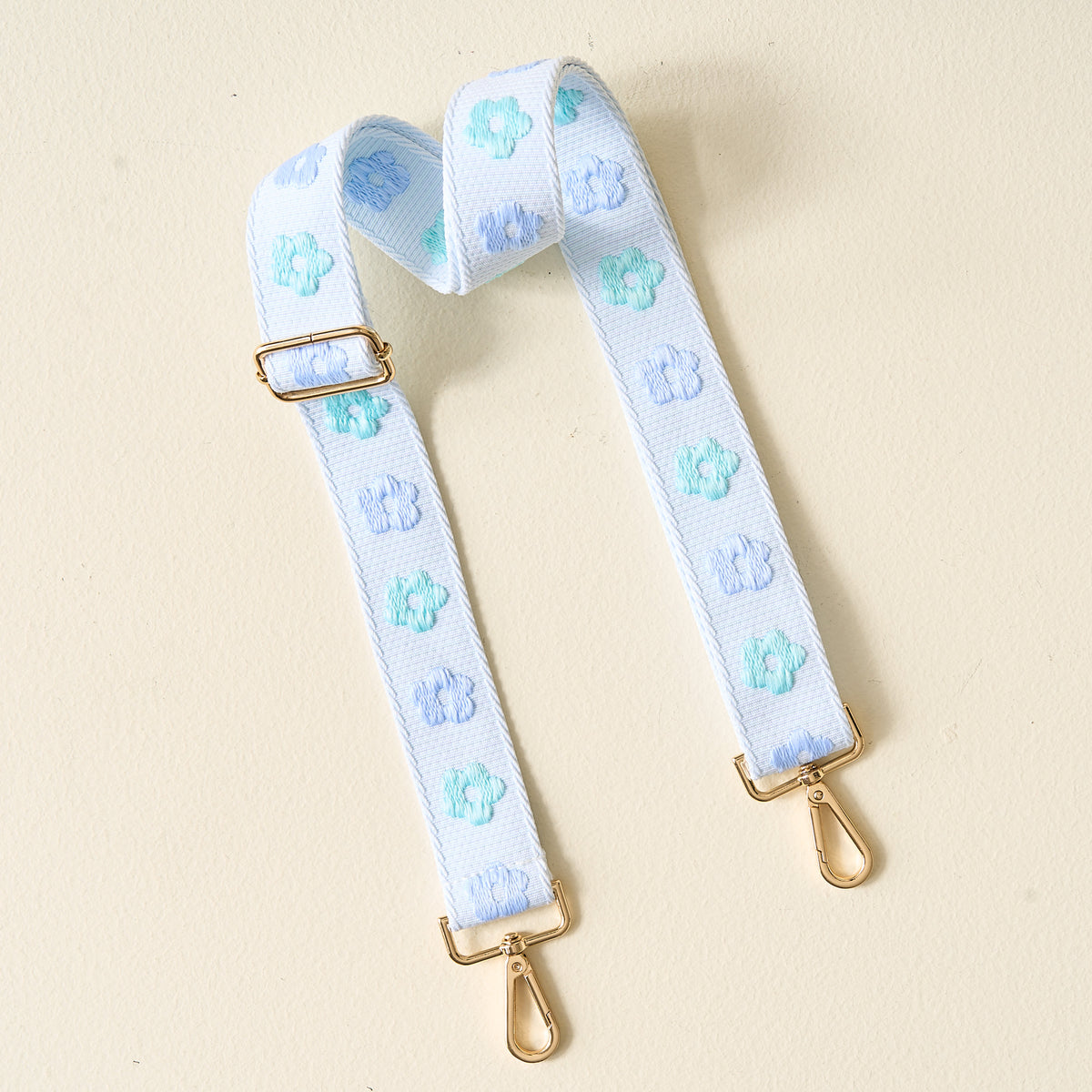 Blue Embroidered Crossbody Strap