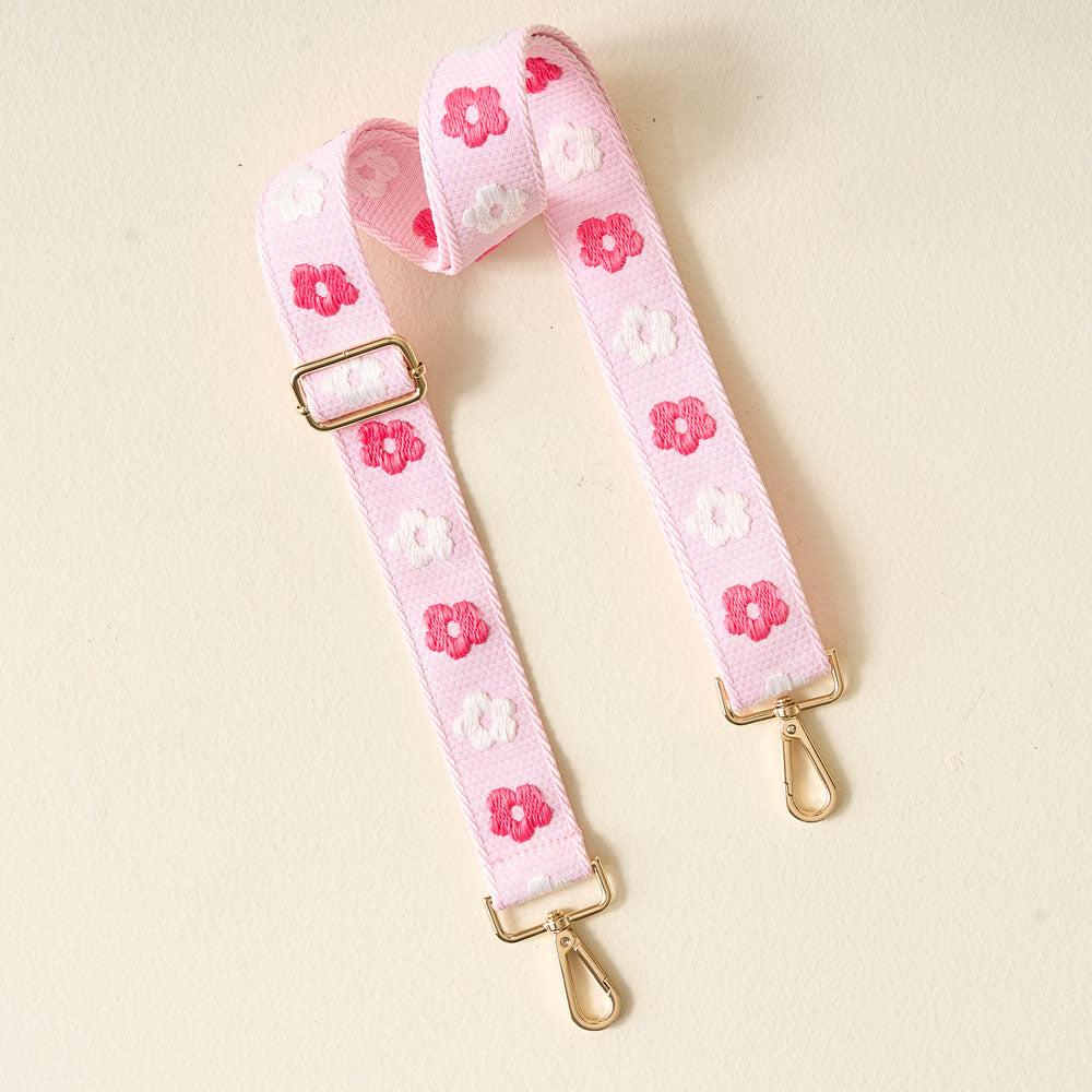 Hot Pink Embroidered Crossbody Strap