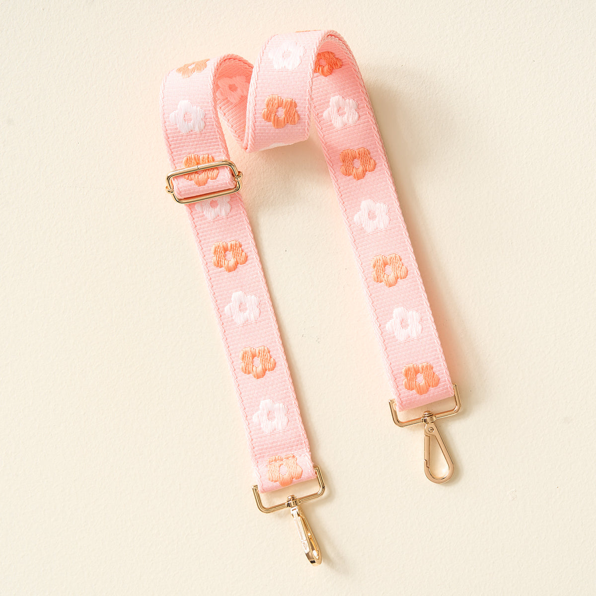 Pink Embroidered Crossbody Strap