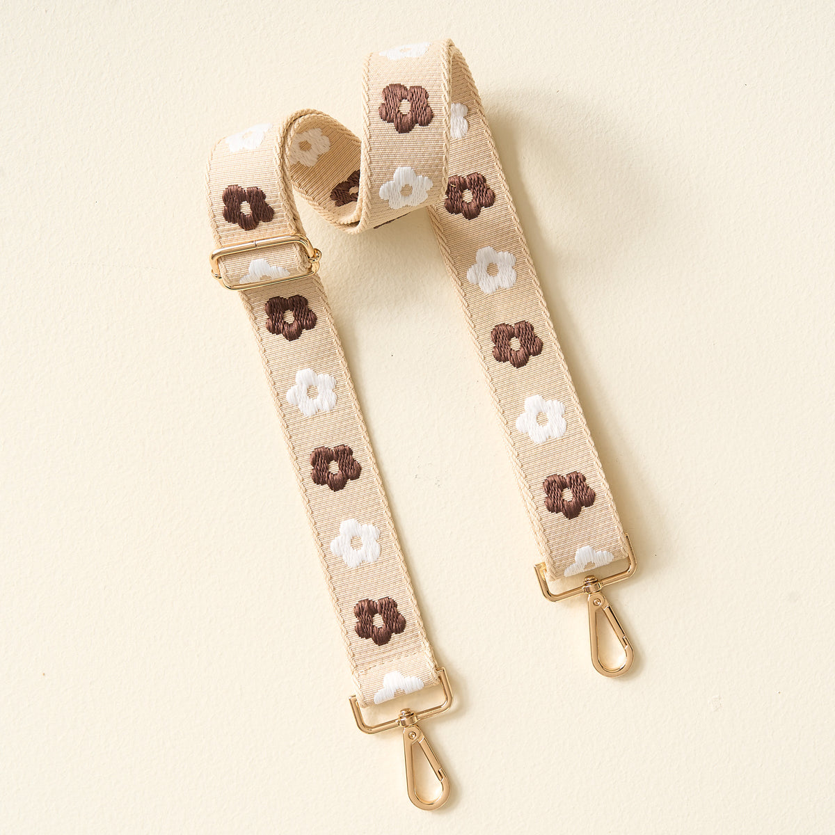 Tan Embroidered Crossbody Strap