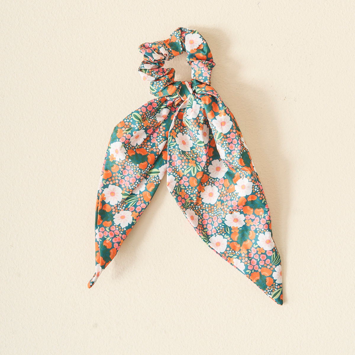 Dark Green with scrunchie Sweet Meadow Printed Hair Scarf