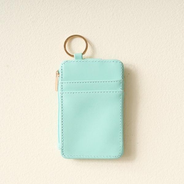 Aqua Solid Keychain Wallet
