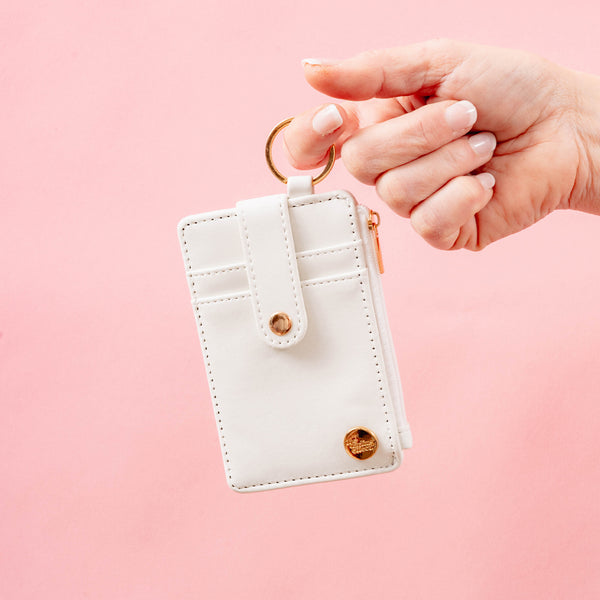White Solid Keychain Wallet