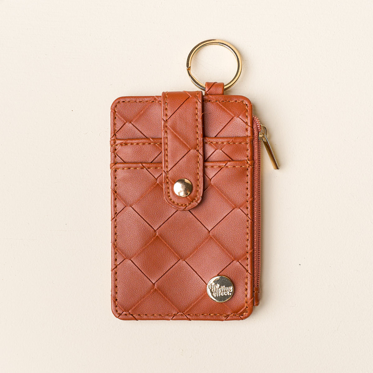 Cognac Woven Keychain Wallet