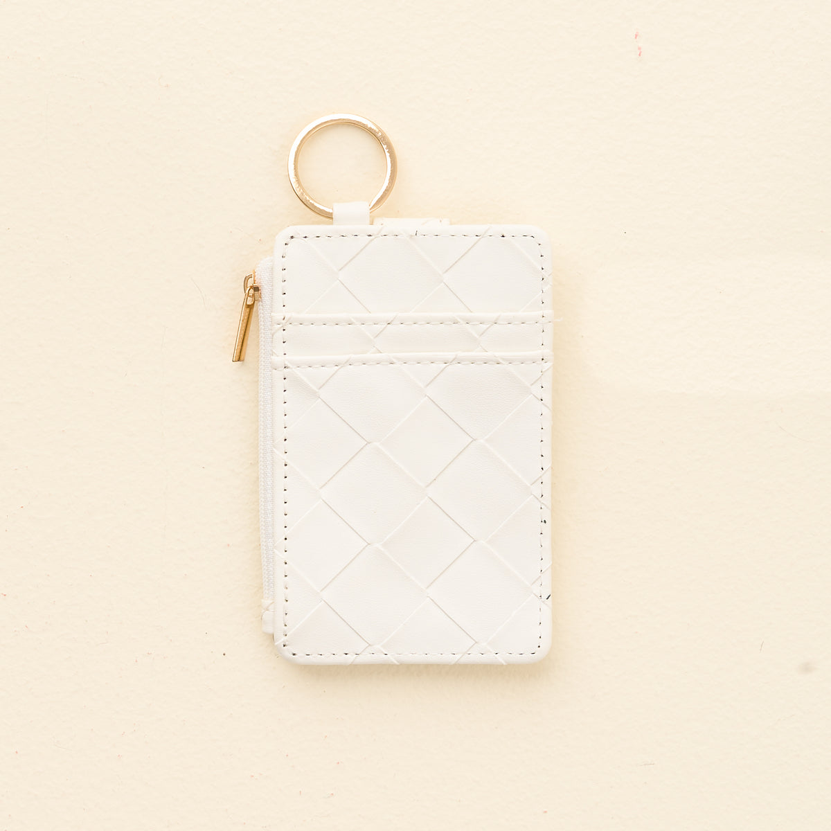 White Woven Keychain Wallet