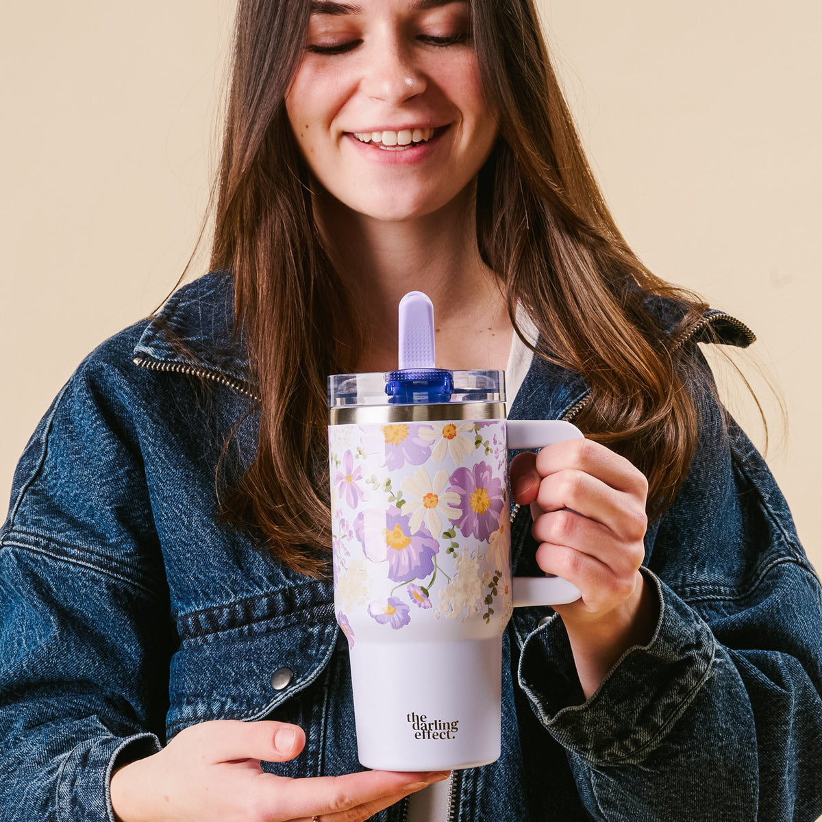 Bouquet Beauty Purple 20 oz Lifestyle Flip Straw Tumbler