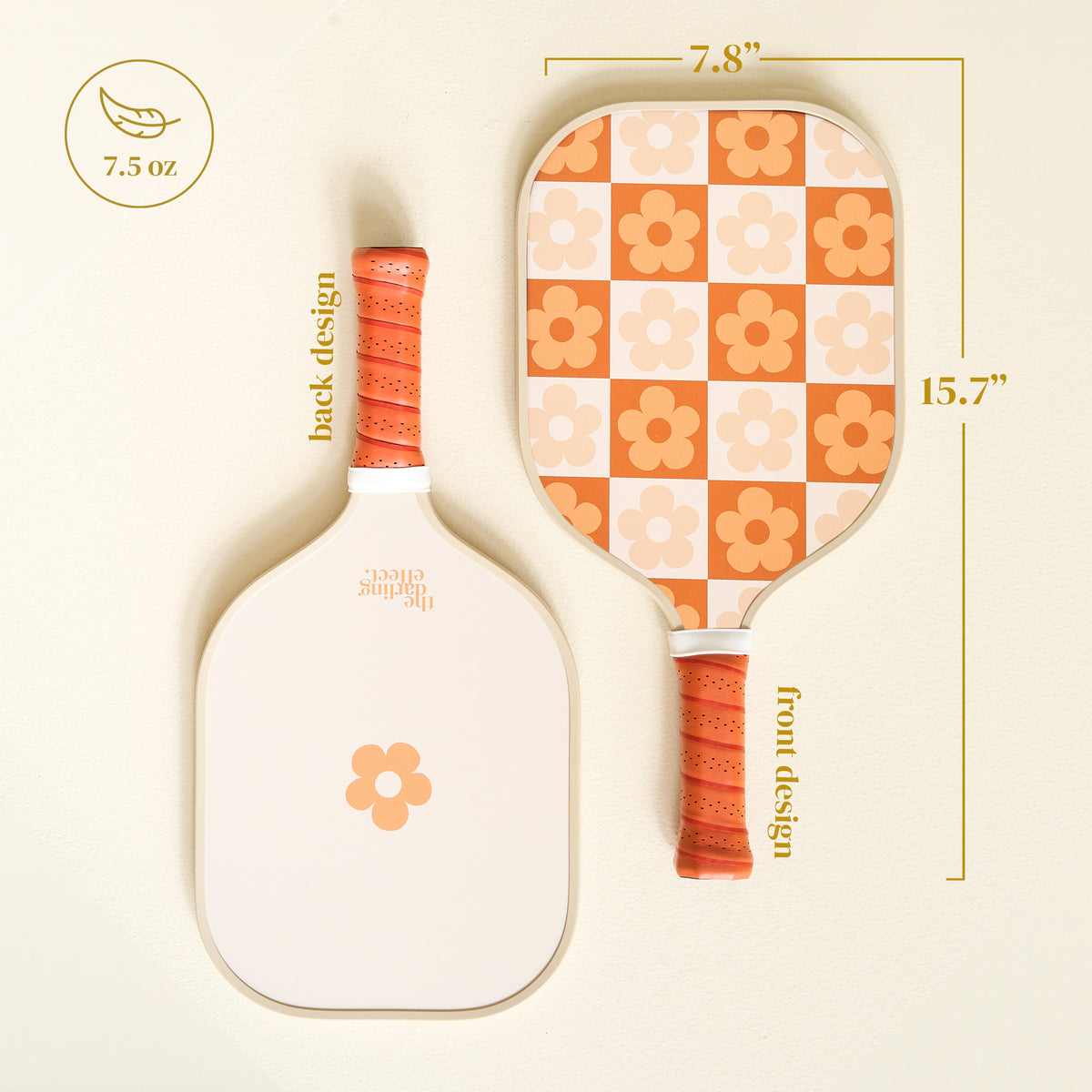 Flower Check Brown Pickleball Paddle