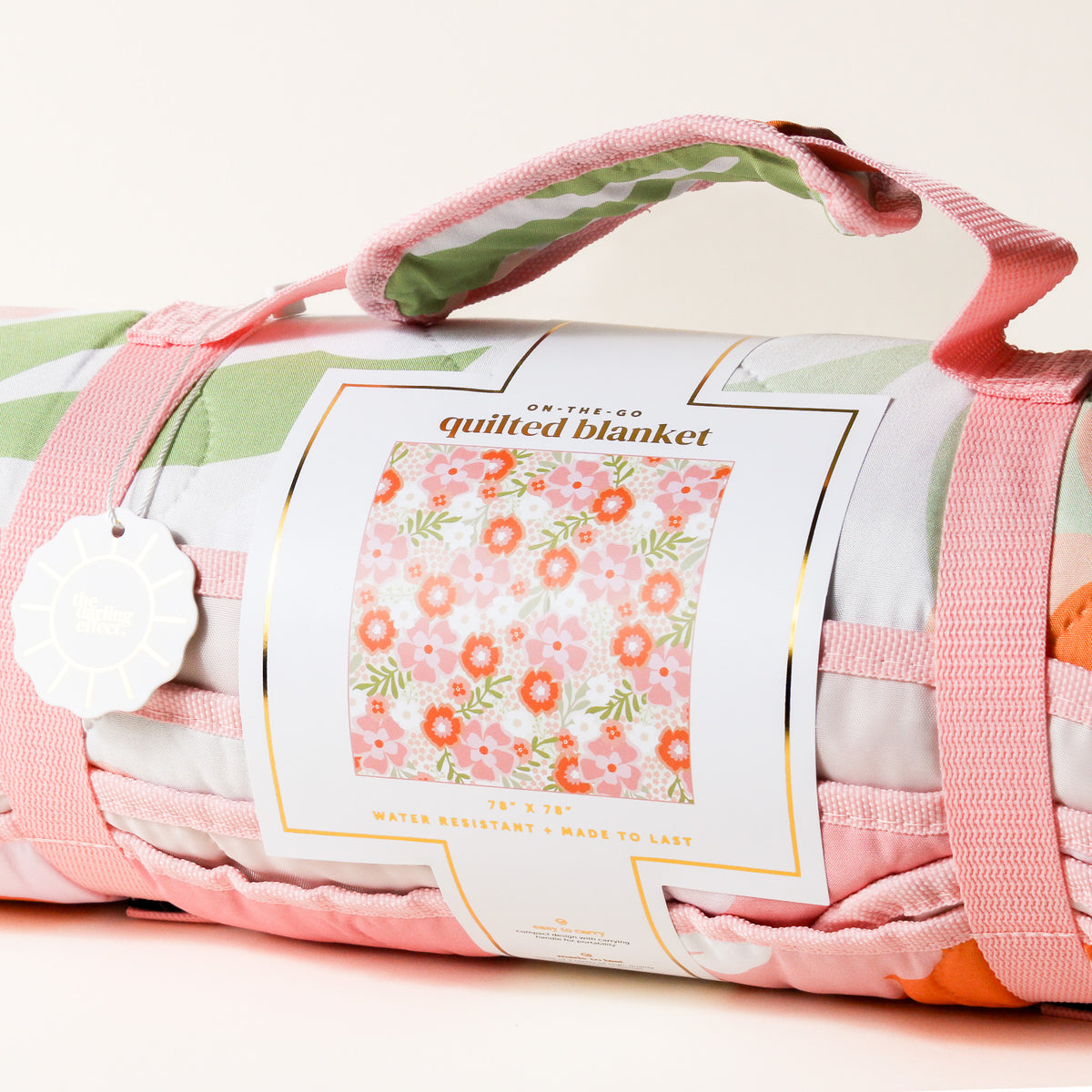 Beyond Blooms Pink Orange On-the-Go Quilted Blanket