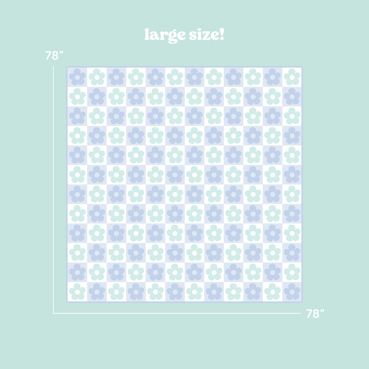 Flower Check Blue On-the-Go Quilted Blanket