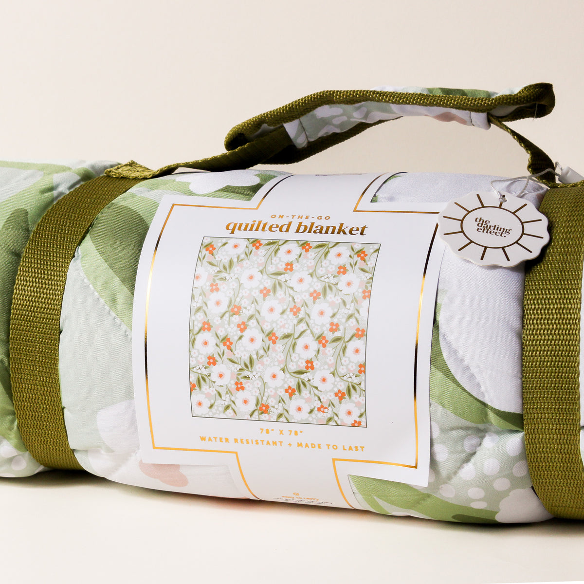 Floral Haven Sage On-the-Go Quilted Blanket