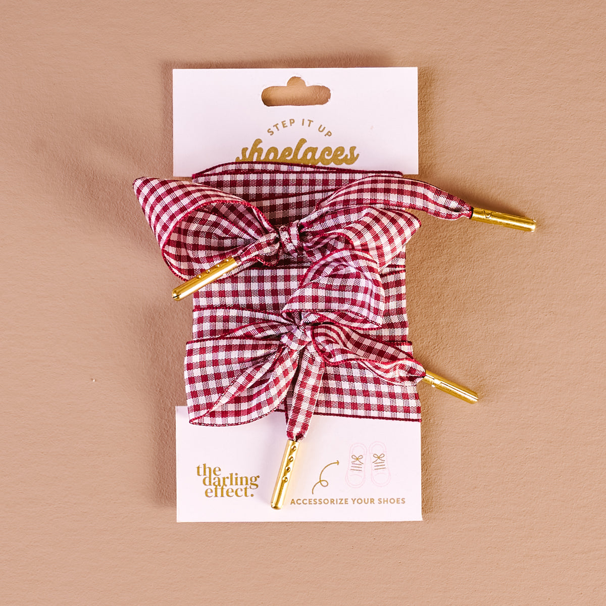 Gingham Burgundy Step It Up Shoelaces