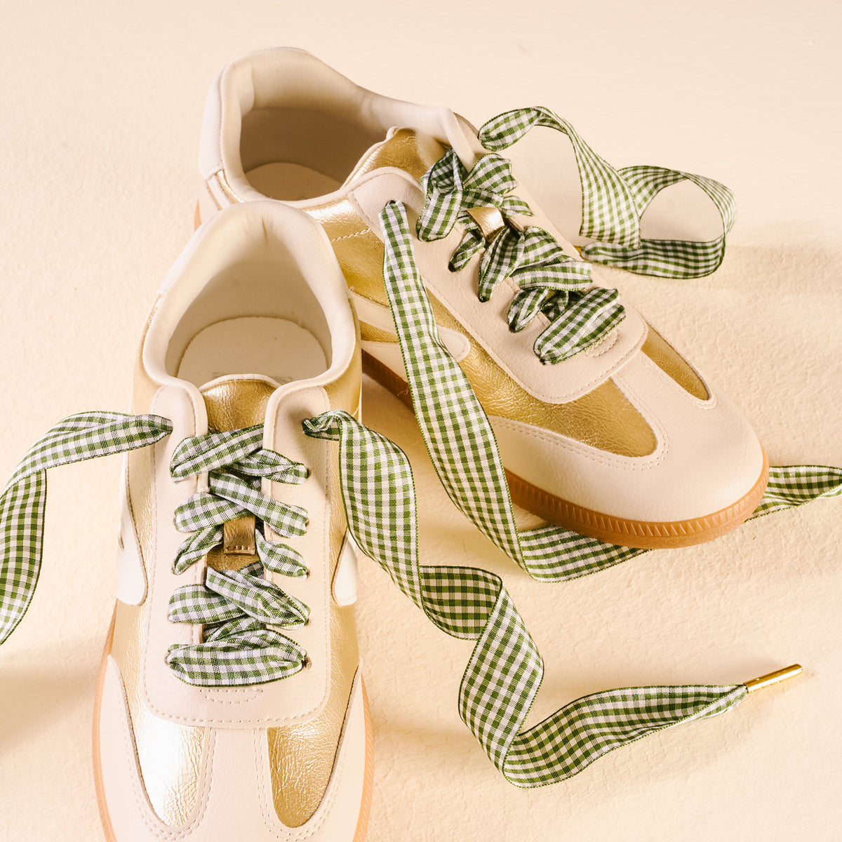 Gingham Green Step It Up Shoelaces