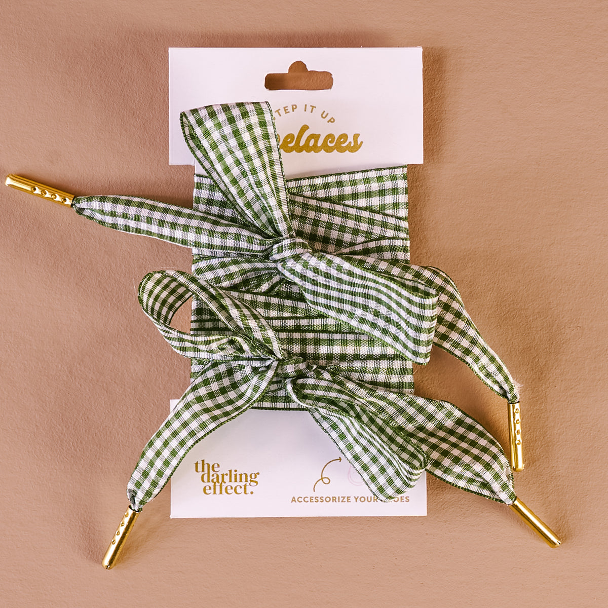 Gingham Green Step It Up Shoelaces