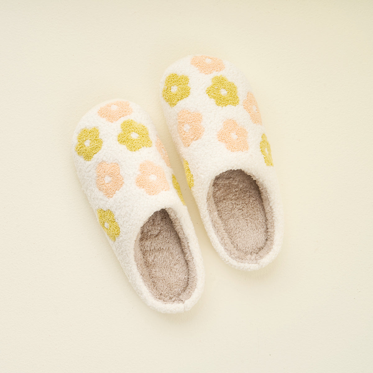Flower Peach Fuzzy Slippers