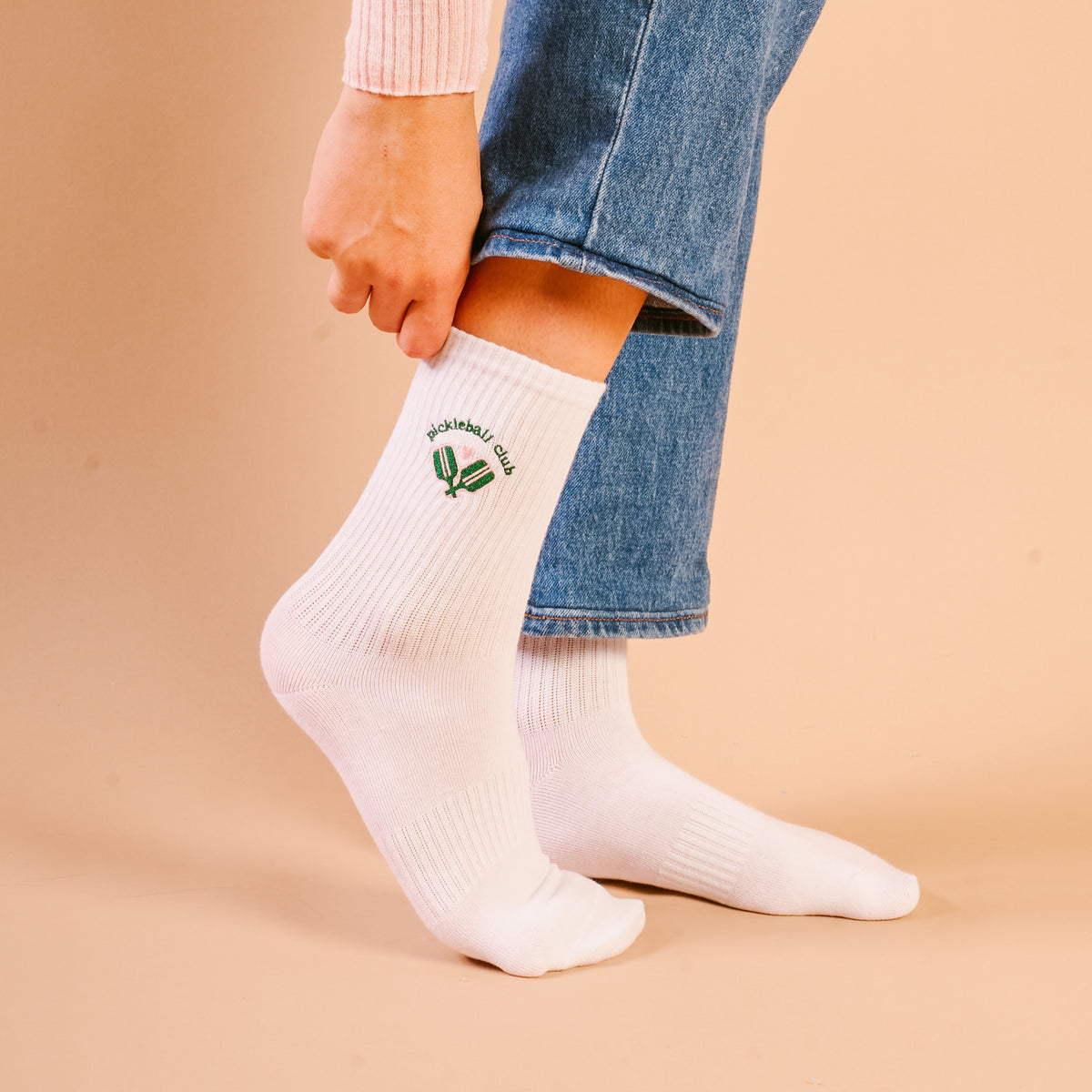 Pickleball Club Embroidered Crew Socks