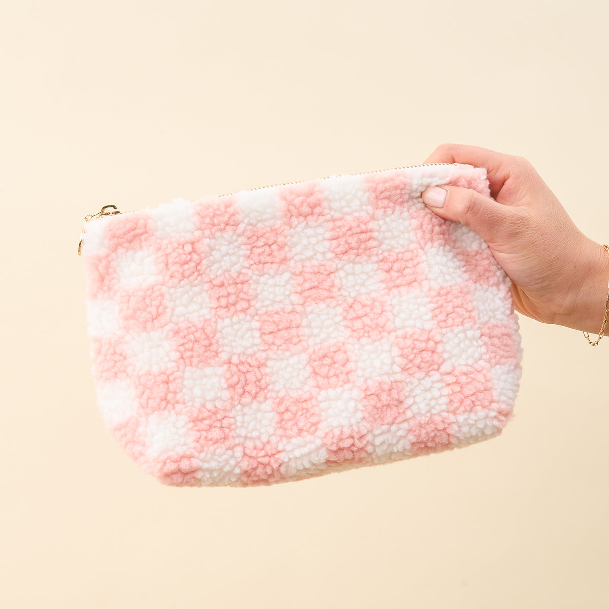 Check Blush Teddy Pouch