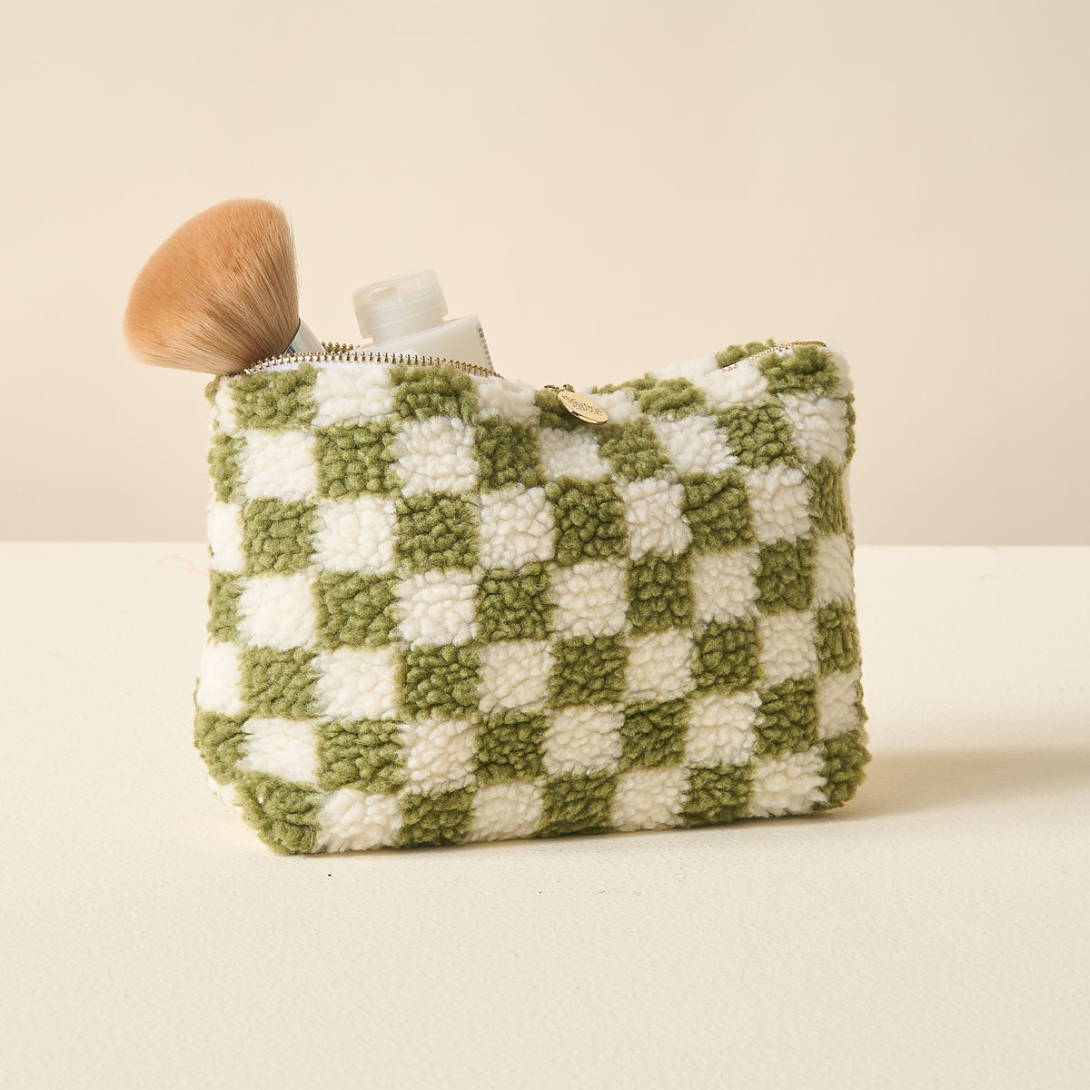 Check Green Teddy Pouch