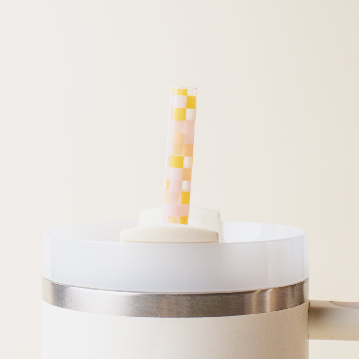 Check Peach 40 oz Tumbler Straw Set