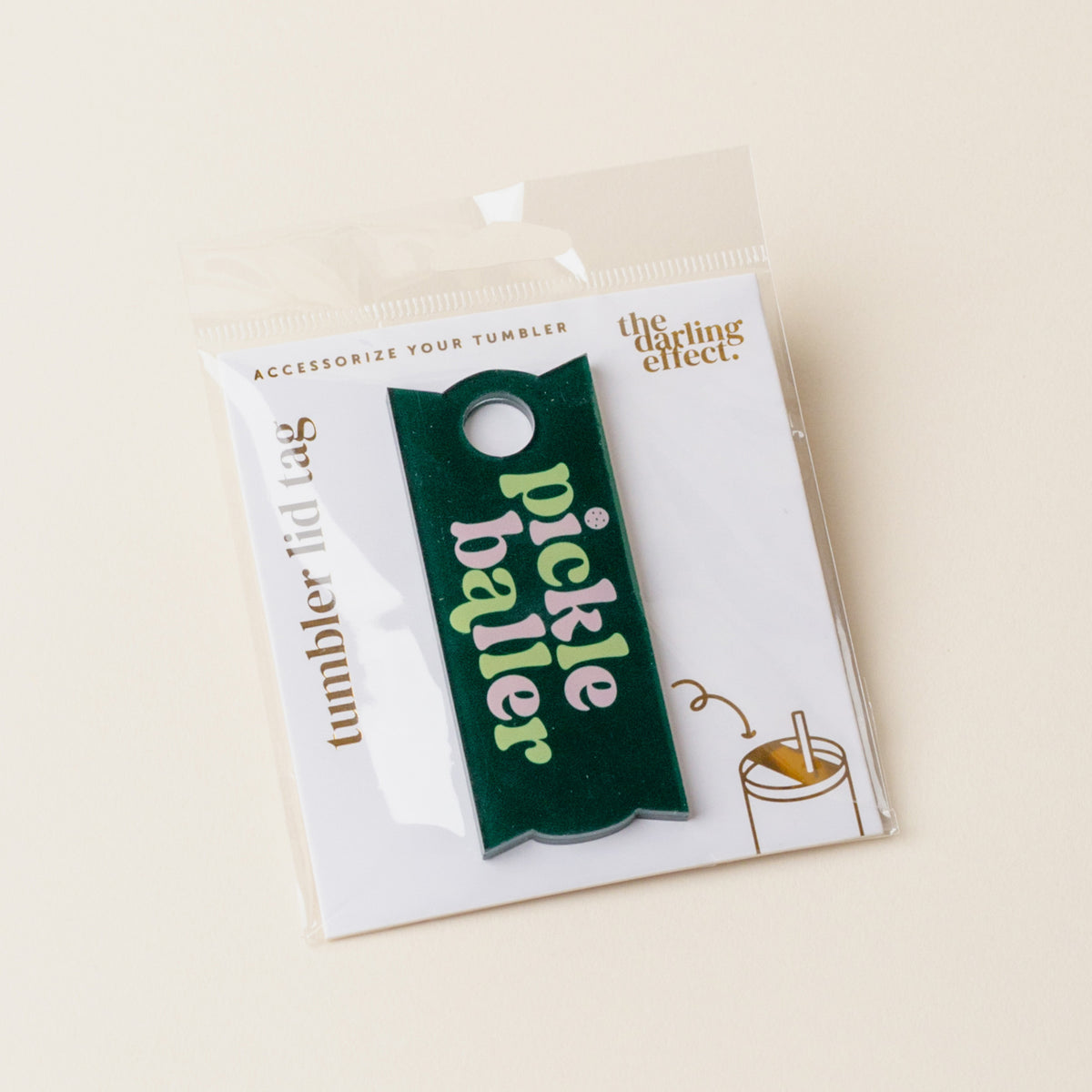 Pickleballer Tumbler Lid Tag