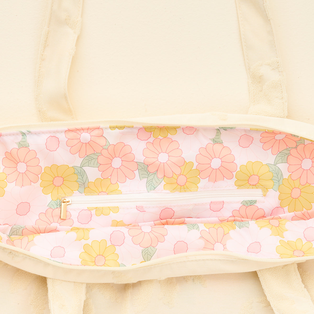 Cream Palm Terry Tote
