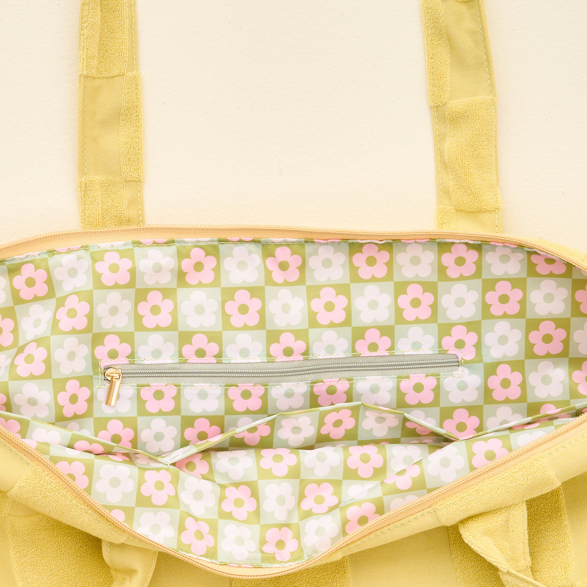 Green Check Terry Tote