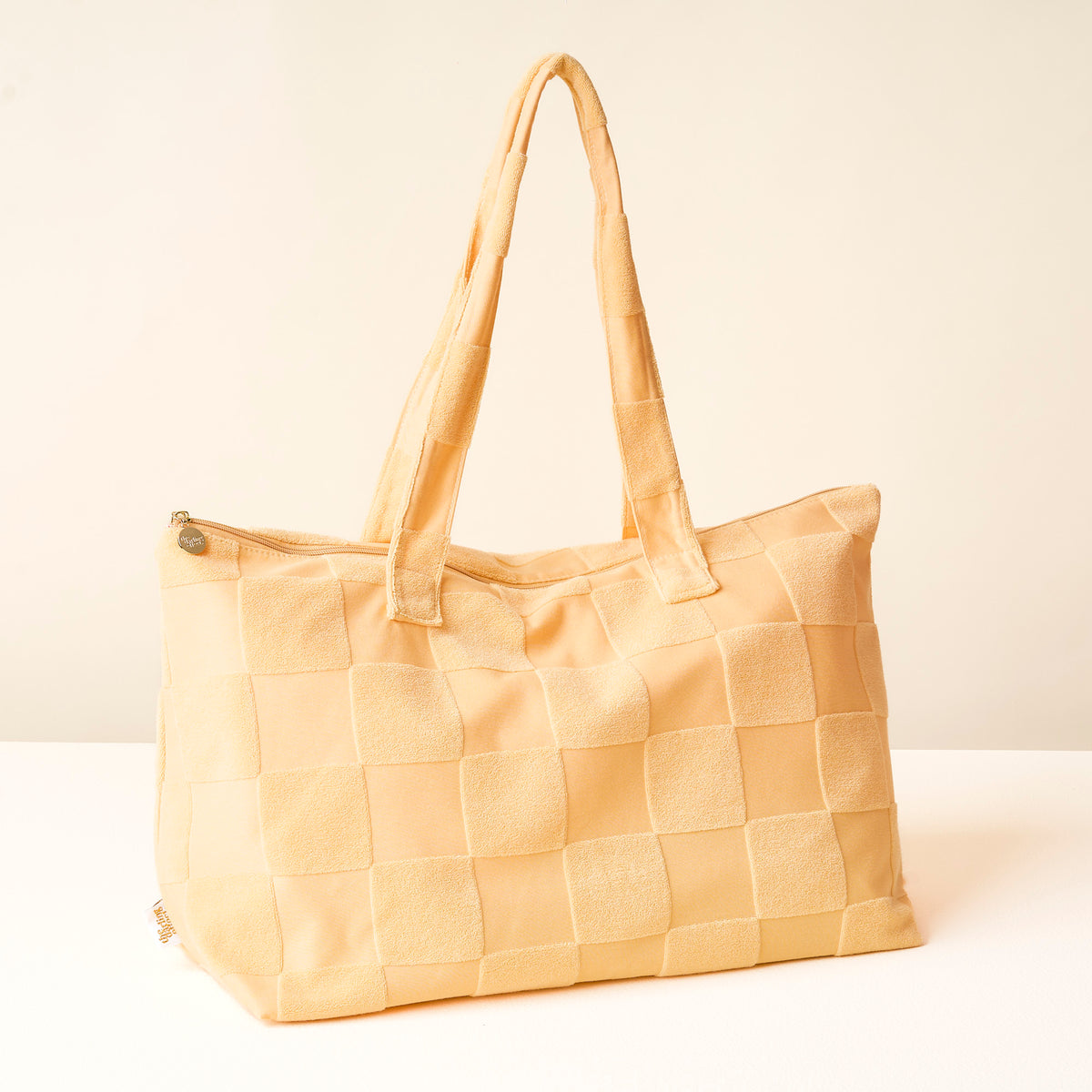 Peach Check Terry Tote