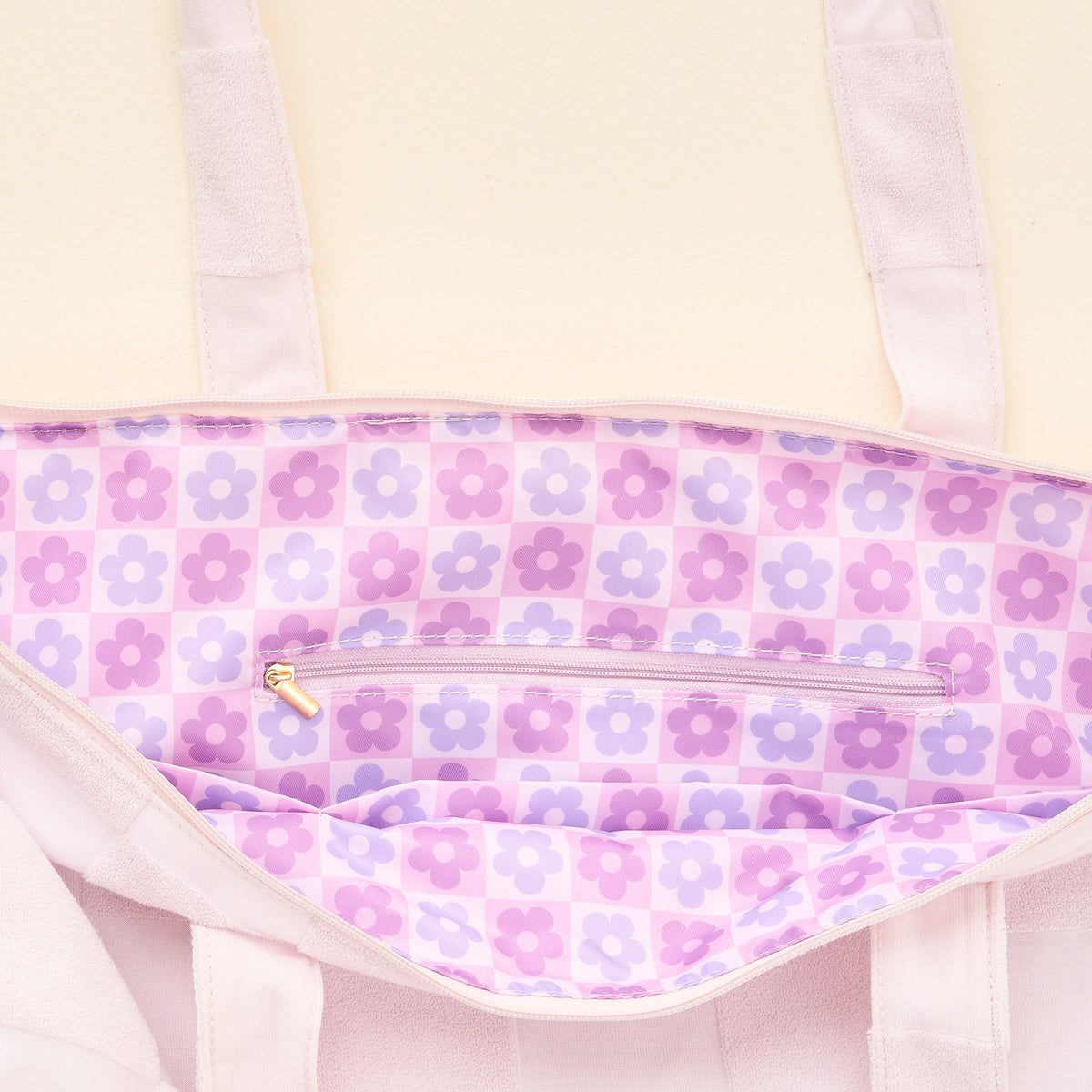 Purple Check Terry Tote