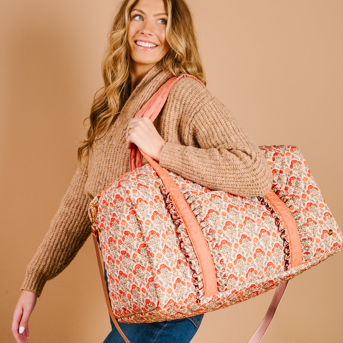 Everbloom Dusty Rose On-the-Go Quilted Weekender Bag