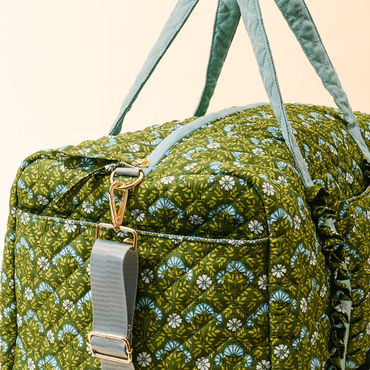 Everbloom Forest Green On-the-Go Quilted Weekender Bag