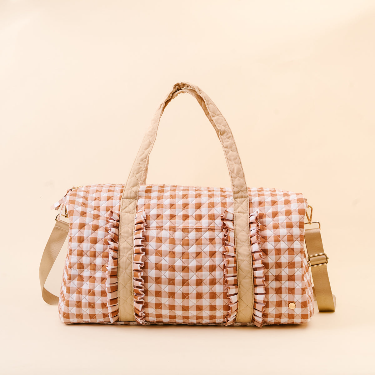 Maple Gingham On-the-Go Quilted Weekender Bag