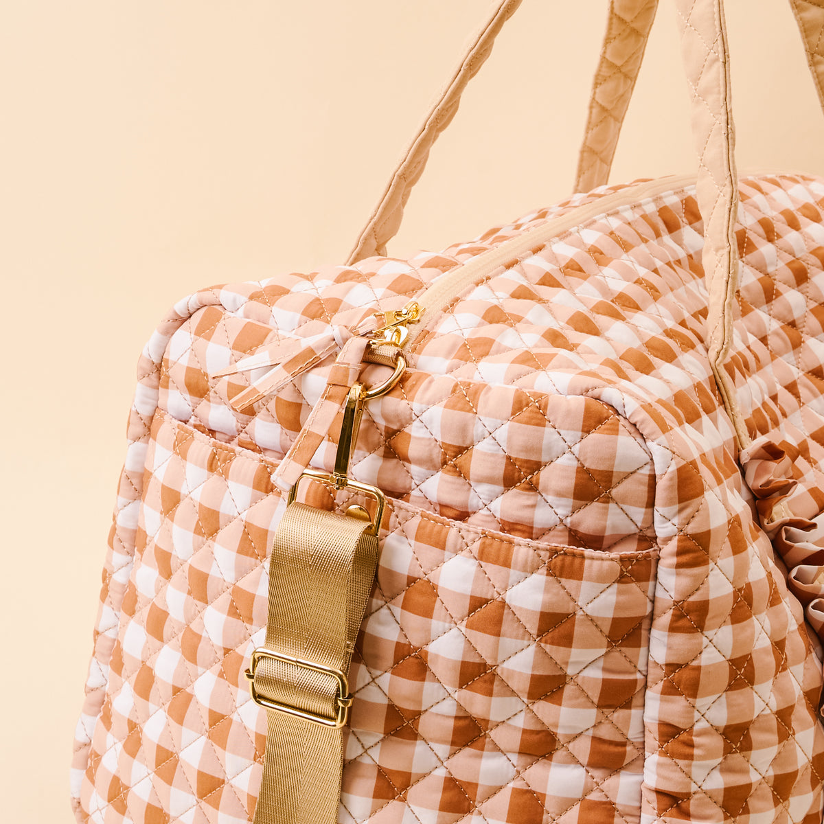Maple Gingham On-the-Go Quilted Weekender Bag