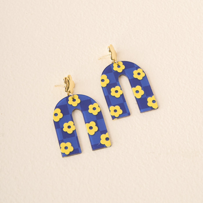 Navy Yellow Game Day Acrylic Earrings