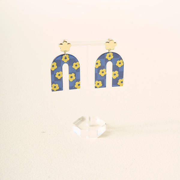 Navy Yellow Game Day Acrylic Earrings