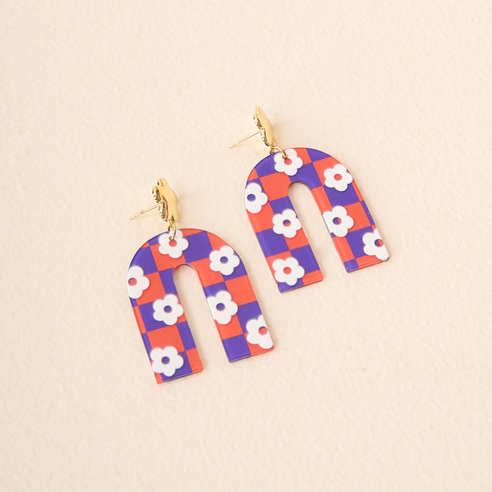 Orange Purple Game Day Acrylic Earrings
