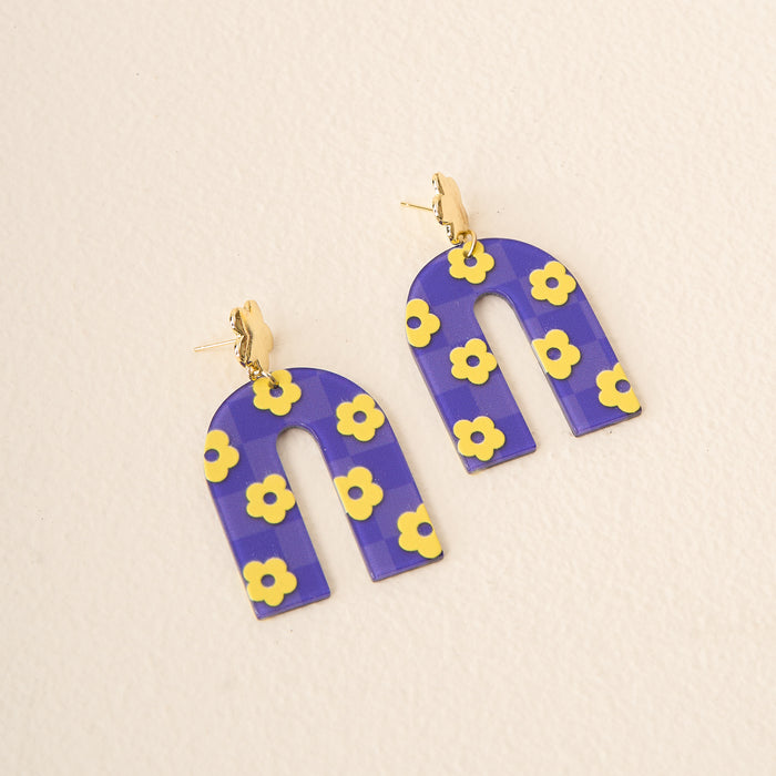 Purple Yellow Game Day Acrylic Earrings