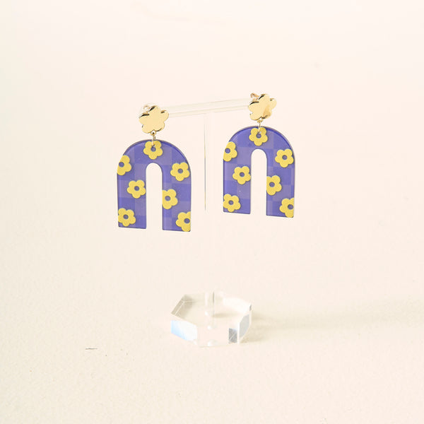 Purple Yellow Game Day Acrylic Earrings