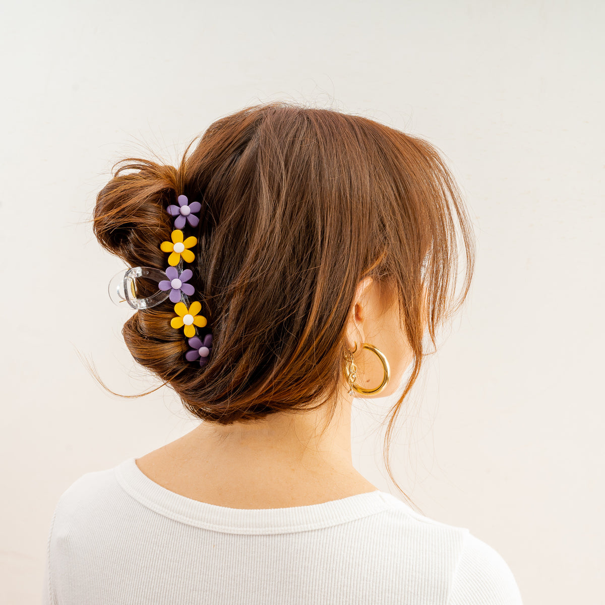 Purple Yellow Game Day Daisy Claw Clip