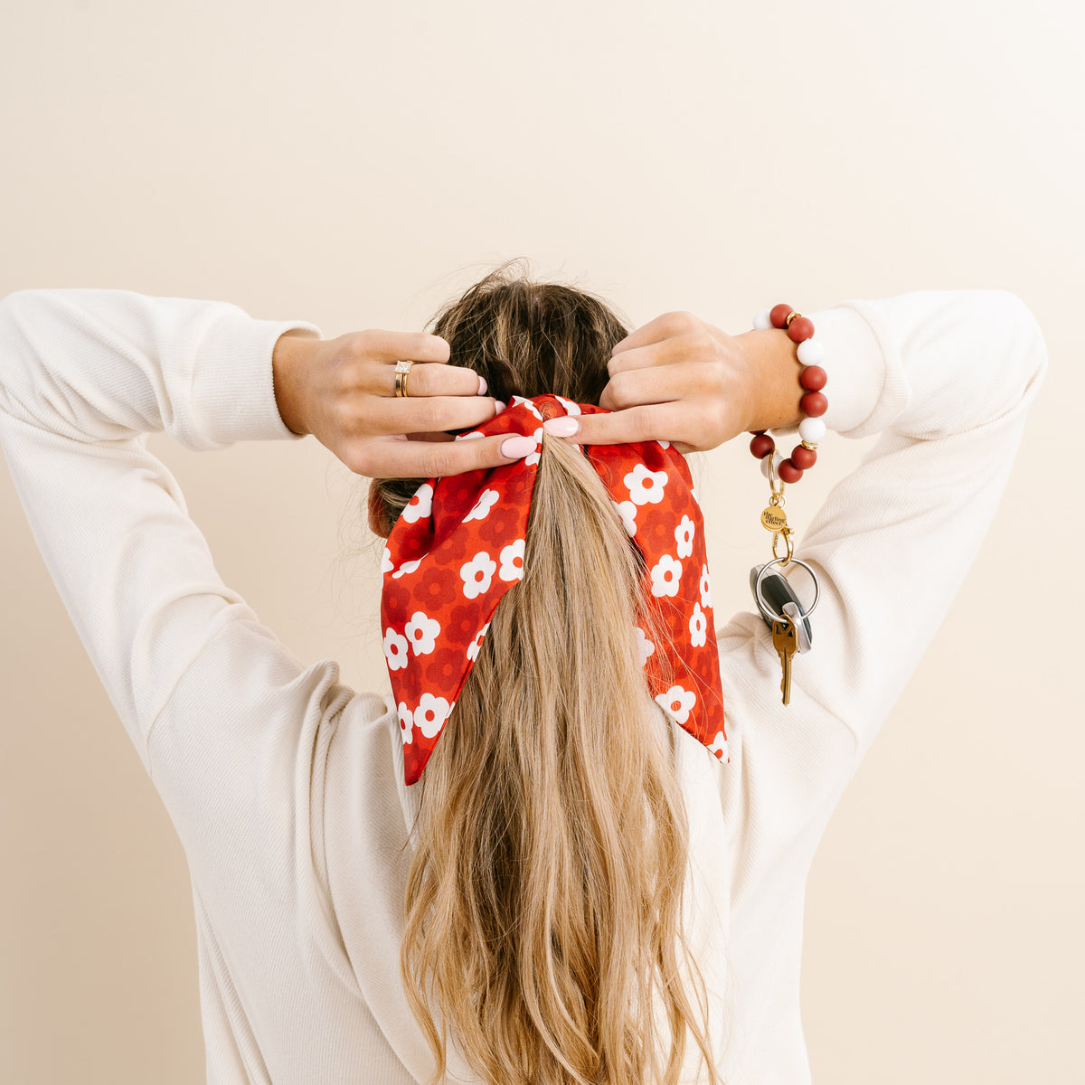 Burgundy Game Day Hair Scarf with Scrunchie
