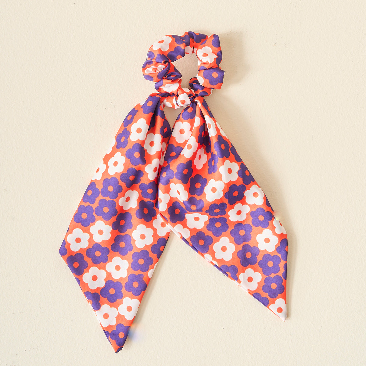 Orange Purple Game Day Hair Scarf with Scrunchie