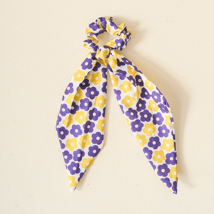 Purple Yellow Game Day Hair Scarf with Scrunchie